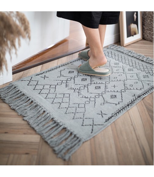 Modern Geomotric Cotton Woven Silk Printing Bathroom Farmhouse Abstract Graffiti Boho Rugs 
