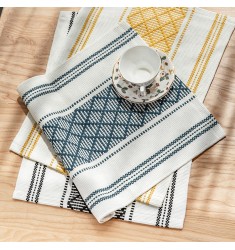 Custom Bohemian Modern Design Nordic Home Table Deocor Boho Cotton Woven Jacquard Tassel Placemat Folded Dining Table Mat Set 