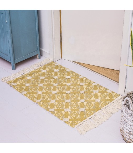 Modern Geometric Hand Tufted Boho Handmade Tassel Floor Mat Nordic Farmhouse Carpet Living Room Rugs 