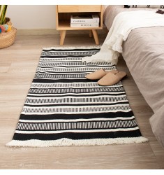 New Modern Hot Selling Classic Stripe Black White Farmhouse Boho Floor Mat American Style Carpet Living Room Decor Area Rugs 
