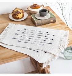 Modern Boho Christmas Table Mats And Coast Home Decor Custom Stripe Table Mat Woven Jarquard Placemat Sets For Dining Room 