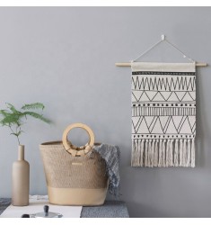 Modern Geometric High Quality Nordic Handmade Tassel Custom Cotton Woven Printed Wall Hanging Tapestry 