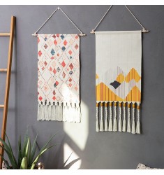 Modern Cotton Woven Printed Pattern Colourful Girls Room Wall Hanging Decore Geometric Pattern Tapestry 