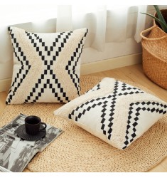Modern Hand Tufted Cotton Square Home Decorative Pillow Case Bedroom Living Room Nordic Cushion Cover 