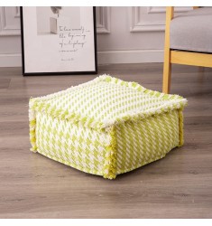 Hot Selling Farmhouse Machine Woven Thick Fabric Living Room Sofa Decor Foot Stool Pouf For Kids Ottoman Fatti A Mano 