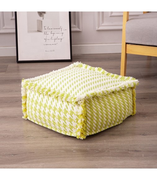 Hot Selling Farmhouse Wholesale Machine Woven Thick Fabric Living Room Sofa Decor Foot Stool Pouf For Kids Ottoman Fatti A Mano 