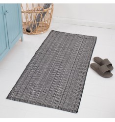 Amazon Hot Sellin Custom Black White Solid Durable Color Geometric Cotton Woven Washable Kitchen Throw Runner Rug 