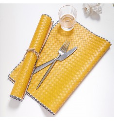 Hot Selling Pvc Plastic Waterproof Woven Pattern Reversible Using Table Mat 