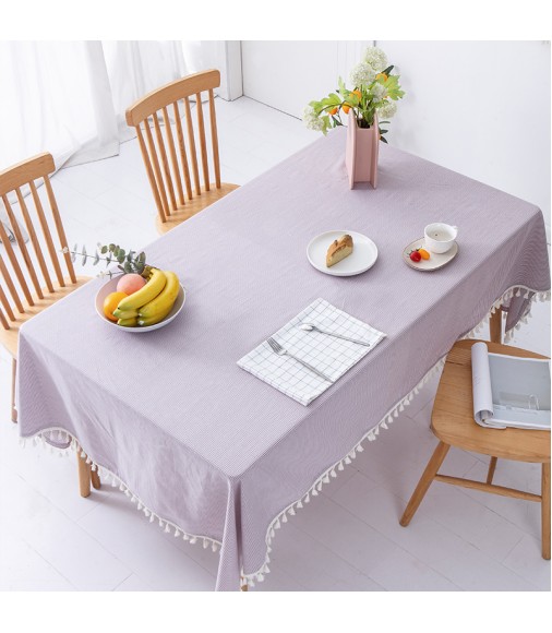 New Launching Home Kitchen Decoration Modern Design 100% Cotton Plaid Tablecloth With Fringes 