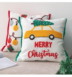 2022 New Christmas Pillow Covers Modern Cartoon Decor 100% Cotton Embroidered Boho Christmas Throw Pillow Cover 