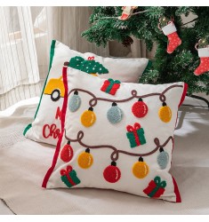 New Christmas Modern Cartoon Colorful Home Decorative Embroidered Wedding Throw Pillow Cover Cushion Covers Manufacturers 