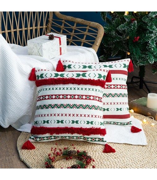 2022 New Christmas Decoration Modern Throw Pillow Covers 18 X18 Bohemian Home Sofa Couch Decor Red Tufted Cushion Cover Home 