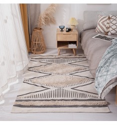 Wholesale Boho Style Home Decor Luxury Washable Printed Cotton Woven Handmade Tufted Moroccan Area Rug For Living Room Center 