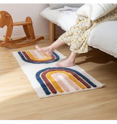 New Rainbow Colorful Modern Boho Carpets Cotton Woven Hand Tufted Rugs Girls Room Decoration Kids Bedroom Decor Area Rugs 