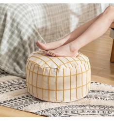 2022 New Christmas Boho Modern Moroccan Pouf Round Pouf Foot Stool Jacquard For Living Room Decoration Ottoman Outdoor Pouf 