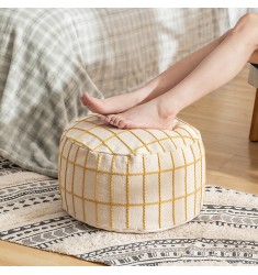 New Christmas Boho Modern Moroccan Pouf Round Pouf Foot Stool Jacquard For Living Room Decoration Ottoman Outdoor Pouf 