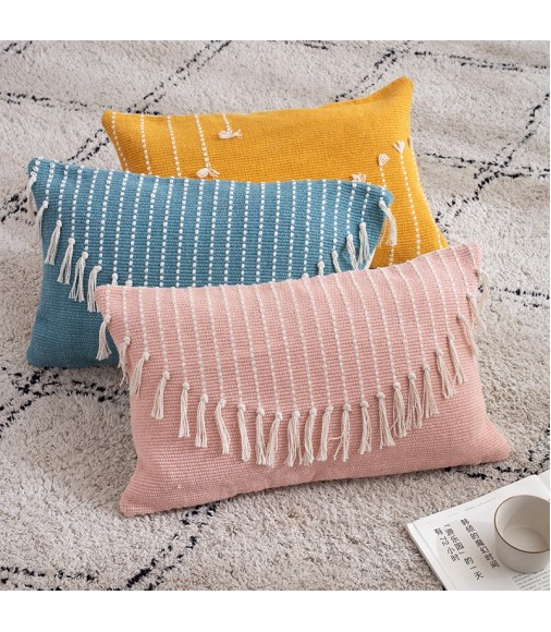 2022 New Arrival Boho Jacquard Woven Tassel Throw Pillow Cover Home Decorative Farmhouse Sofa Cover With Cushion Cover 