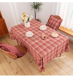 New Launching 100% Cotton Table Cover Ins Christmas Decor Home Kitchen Decoration Modern Design Plaid Tablecloth 