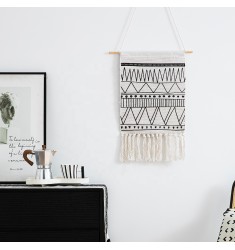 Top Seller Decorative Black And White Boho Modern Style Printing Tapestry Wall Hanging Cotton Woven Tapestry For Wall Hanging 