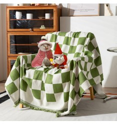 Wholesale Fast Shipping Blank And White Think Reversible Used Washable Checkerboard Throw Blanket For Sofa Bed 