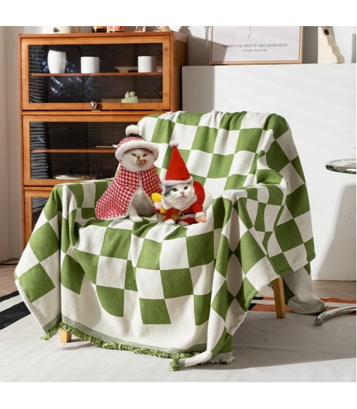Wholesale Fast Shipping Blank And White Think Reversible Used Washable Checkerboard Throw Blanket For Sofa Bed 