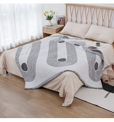 New Arrival Home Decor Navy Blue Woven Jacquard Both Sides Available Bedroom Double Bed Blanket 