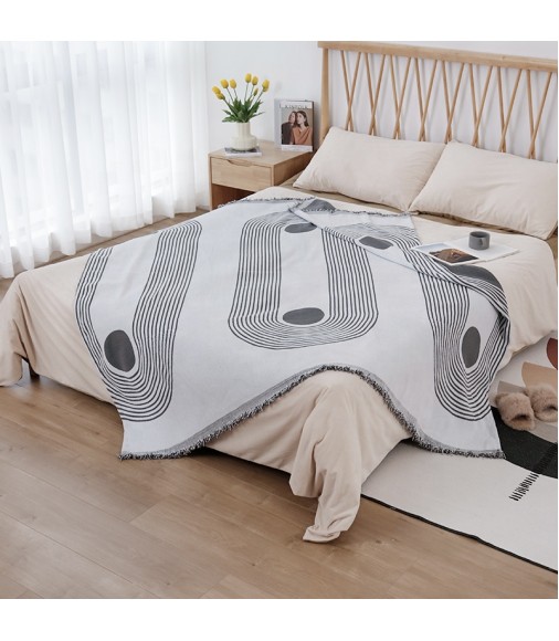 New Arrival Home Decor Navy Blue Woven Jacquard Both Sides Available Bedroom Double Bed Blanket 