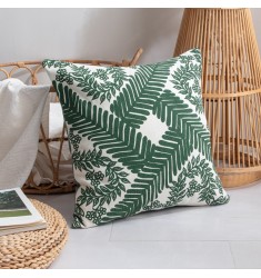 Top Selling Farmhouse Style Spring Leaf Pattern Silk Screen Printing Cotton/polyester Woven Printed Pillow Covers 