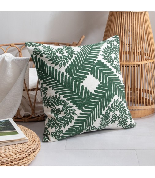 2022 Top Selling Farmhouse Style Spring Leaf Pattern Silk Screen Printing Cotton/polyester Woven Printed Pillow Covers 