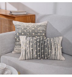 2022 Boho Decorative Custom Farmhouse Pillow Covers Black And White 100% Handmade Cotton Woven Designer Pillow Cover 