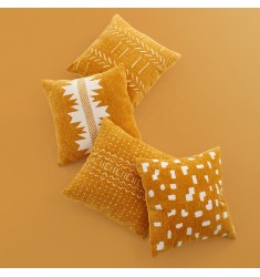 Interior Trends Vintage Decor Soft Chenille Woven Jacquard Yellow Cushion Cover For Living Room 