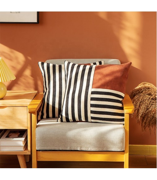 Best Selling Products Pu Leather Spliced Cushion Covers Decorative Decorative Pillow Covers 