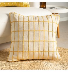 Hot Selling Cotton Woven Jacquard Wholesale Cushion Covers Yellow Rectangle Geometric Throw Pillow Covers 18 X 18 