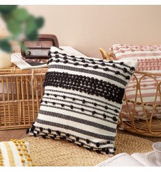 Hot Selling Rustic Handmade Bohemia Boho Vibe Home Sofa Seat Cushion Cover Cotton Woven 18x18 Pillow Cover 