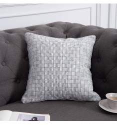 Unique Products Farmhouse Style Sofa Cushion Cover Grey Cotton Woven Spliced Plaid Home Decor Pillows Cover 