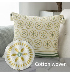 Spring New Arrivals Designer Farmhouse Modern Style Woven Printing Custom Cushion Cover Bedroom Pillow Cover 