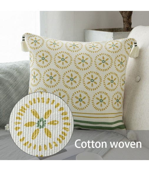 2022 Spring New Arrivals Designer Farmhouse Modern Style Woven Printing Custom Cushion Cover Bedroom Pillow Cover 