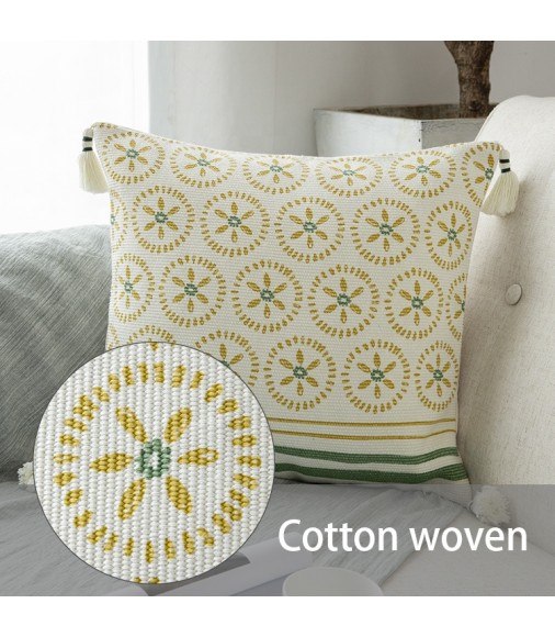 Spring New Arrivals Designer Farmhouse Modern Style Woven Printing Custom Cushion Cover Bedroom Pillow Cover 