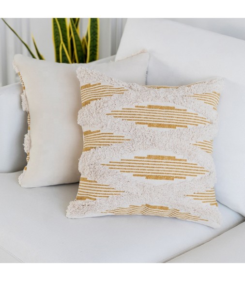 Amazon Hot Selling Items Boho Classic Style Geometric Striped Lumbar Design Cushion Cover Printed Tufted Pillow Cover 