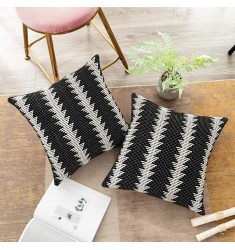 Amazon Hot Selling Geometric Stripe Cushion Covers Black And White Throw Pillow Case For Sofa Bedroom Decor 