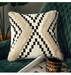 New Arrivals Bohemia Boho Vibe Geometric Printing Tufted High Quality Cotton Woven Pillow Case Covers For Sofa 