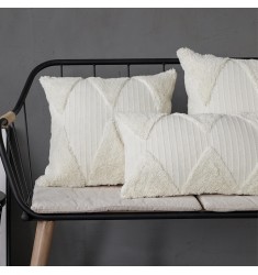 Decorative White Geometric Lumbar Throw Pillow Cover Boho Woven Tufted Soft Pillow Cover Rectangle Pillow Cover For Bedroom 