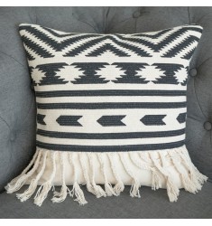 Hot Selling Geometric Pillow Throw Case Hand Woven Custom Printed Braid Cushion Covers Black And White Pillow Cover 