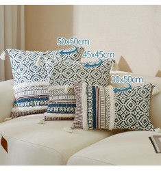 Trending Products Rustic Geometric Printed Outdoor Cushion Cover Colorful Tufted Tassels Decorative Pillow Covers 