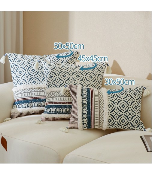 2022 Trending Products Rustic Geometric Printed Outdoor Cushion Cover Colorful Tufted Tassels Decorative Pillow Covers 