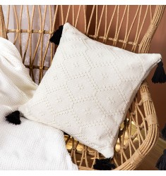 Modern White Grey Jacquard Cotton Woven Cushion Covers Plain Out Door Cushion Cover Woven Pillow Cover 