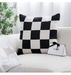 New Arrivals Rts Chenille Woven Jacquard Washable Soft Checkerboard Throw Pillow Covers For Home Decor 