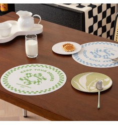 New Arriving Nordic Style Pvc Black And White Checkerboard Placemat For Dining Table 