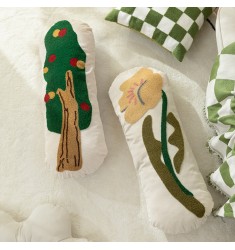 New Arrival Home Decor White Chenille Fabric Tree Flowers Embroidery Long Body Pillow 