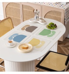 New Family Uses Four Color Flower Pattern Heat Resistant Square Placemat 
